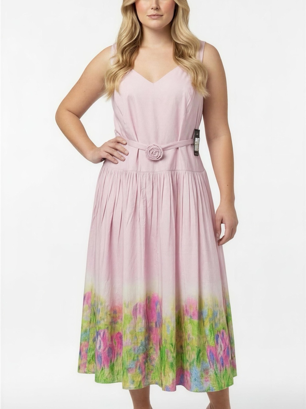 Kar Lagerfeld Paris Drop Waist Border Hem Midi Dress Size 14 NWT